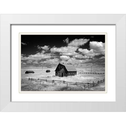 Infrared view of barn in rural Montana-USA White Modern Wood Framed Art Print with Double Matting by Highsmith, Carol