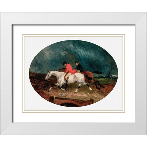 Returning from the Hunt White Modern Wood Framed Art Print with Double Matting by Herring, John Frederick