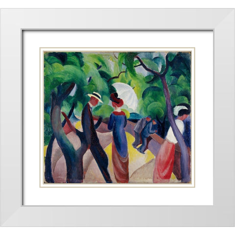 Promenade White Modern Wood Framed Art Print with Double Matting by Macke, August
