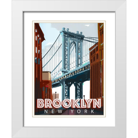 Brooklyn White Modern Wood Framed Art Print with Double Matting by East Coast Licensing