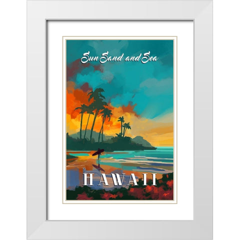 Hawaii White Modern Wood Framed Art Print with Double Matting by East Coast Licensing