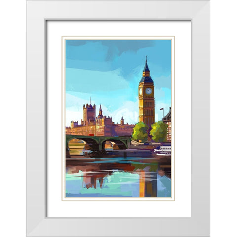 London White Modern Wood Framed Art Print with Double Matting by East Coast Licensing