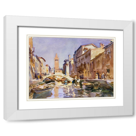 Venetian Canal White Modern Wood Framed Art Print with Double Matting by Sargent, John Singer
