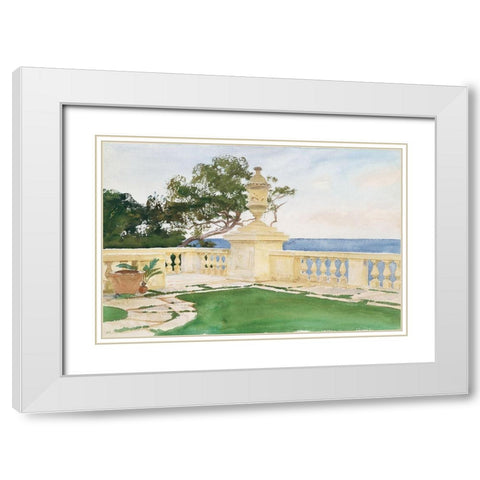 Terrace-Vizcaya White Modern Wood Framed Art Print with Double Matting by Sargent, John Singer