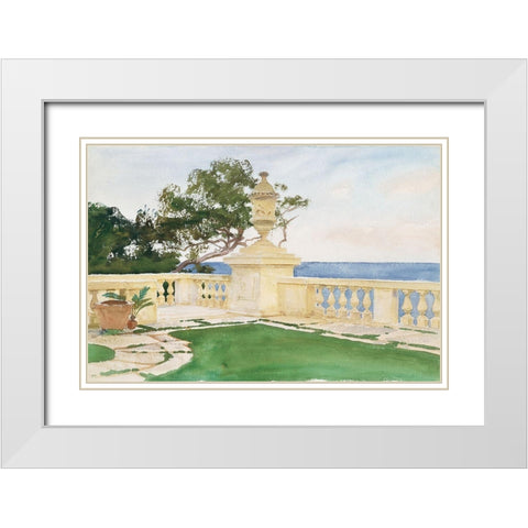 Terrace-Vizcaya White Modern Wood Framed Art Print with Double Matting by Sargent, John Singer