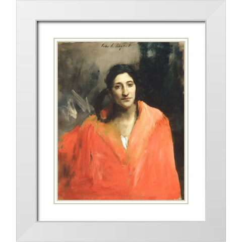 Gitana White Modern Wood Framed Art Print with Double Matting by Sargent, John Singer