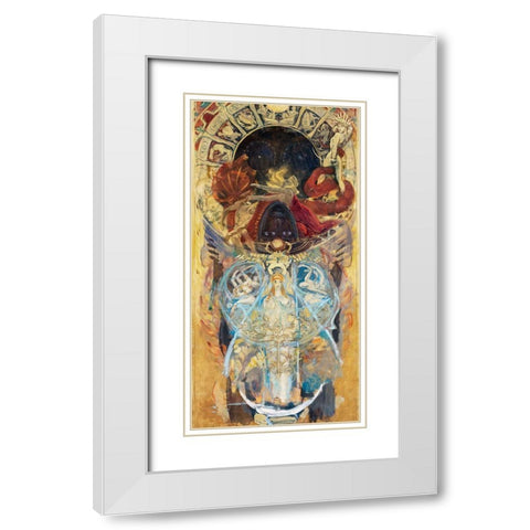 Boston Public Library Mural Design for an Archway White Modern Wood Framed Art Print with Double Matting by Sargent, John Singer
