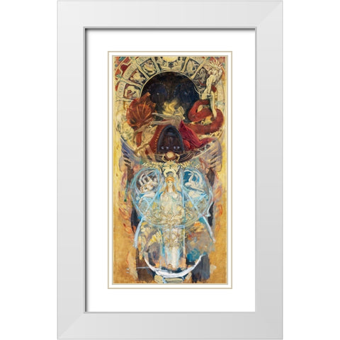 Boston Public Library Mural Design for an Archway White Modern Wood Framed Art Print with Double Matting by Sargent, John Singer