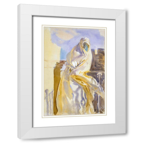 Arab Woman White Modern Wood Framed Art Print with Double Matting by Sargent, John Singer