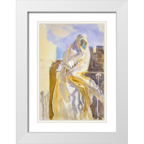 Arab Woman White Modern Wood Framed Art Print with Double Matting by Sargent, John Singer