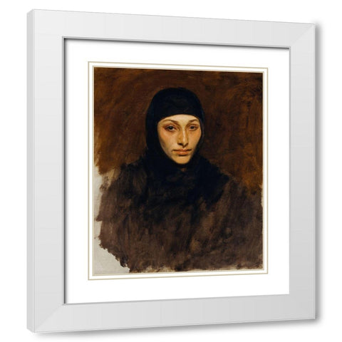 Egyptian Woman White Modern Wood Framed Art Print with Double Matting by Sargent, John Singer