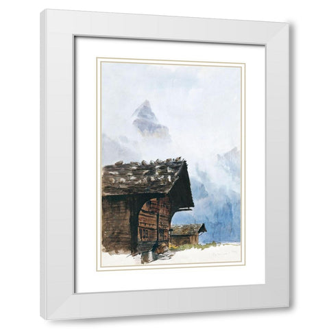 Chalets-Murren from Splendid Mountain Watercolours Sketchbook White Modern Wood Framed Art Print with Double Matting by Sargent, John Singer