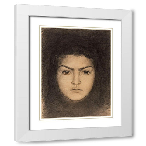 Head of a Woman Front White Modern Wood Framed Art Print with Double Matting by Sargent, John Singer