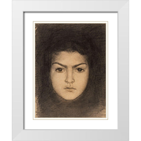 Head of a Woman Front White Modern Wood Framed Art Print with Double Matting by Sargent, John Singer