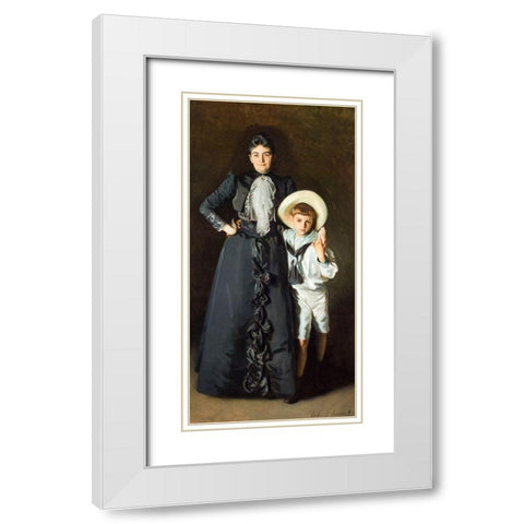 Portrait of Mrs. Edward L. Davis and Her Son-Livingston Davis White Modern Wood Framed Art Print with Double Matting by Sargent, John Singer