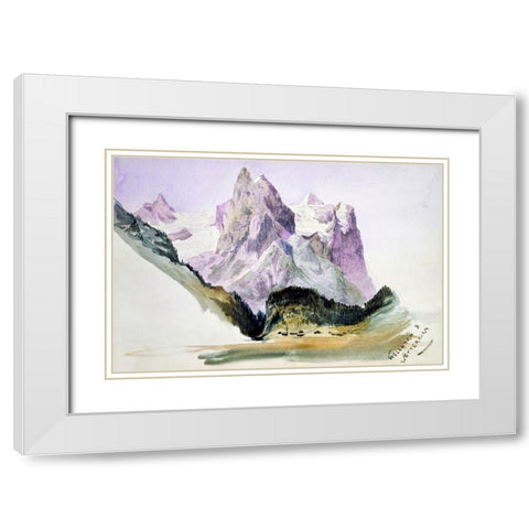 Wellhorn and Wetterhorn from Brunig White Modern Wood Framed Art Print with Double Matting by Sargent, John Singer