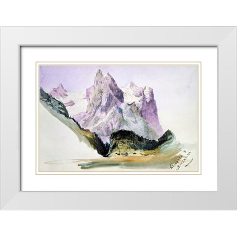 Wellhorn and Wetterhorn from Brunig White Modern Wood Framed Art Print with Double Matting by Sargent, John Singer