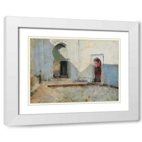 Courtyard-Tetouan-Morocco White Modern Wood Framed Art Print with Double Matting by Sargent, John Singer