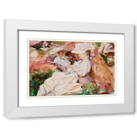 Simplon - Mrs Barnard and her Daughter Dorothy White Modern Wood Framed Art Print with Double Matting by Sargent, John Singer