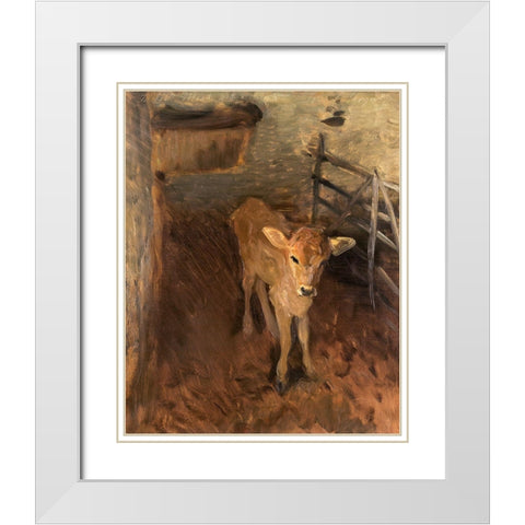 A Jersey CalfÂ  White Modern Wood Framed Art Print with Double Matting by Sargent, John Singer