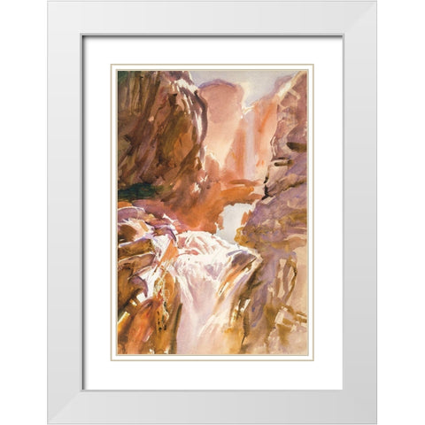 Mountain Torrent White Modern Wood Framed Art Print with Double Matting by Sargent, John Singer