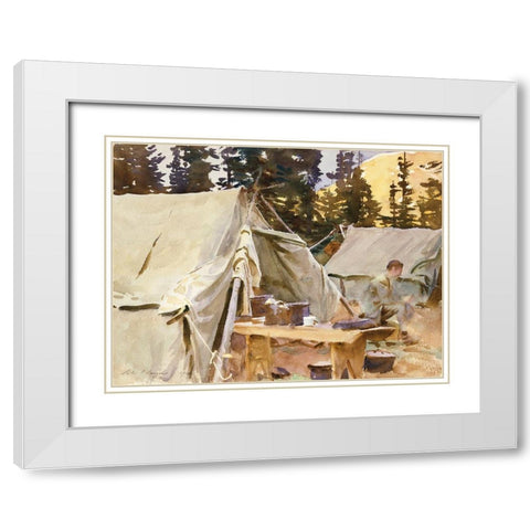 Camp at Lake OHara White Modern Wood Framed Art Print with Double Matting by Sargent, John Singer