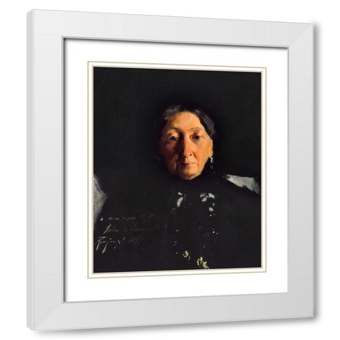 Mme Francois Buloz White Modern Wood Framed Art Print with Double Matting by Sargent, John Singer