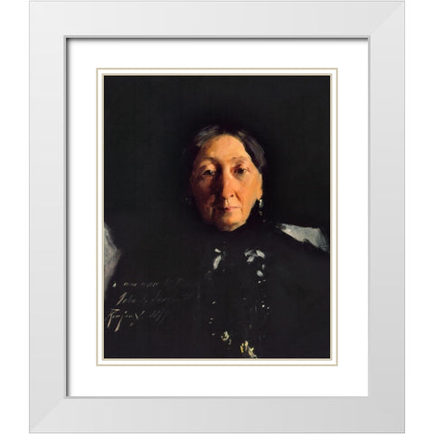 Mme Francois Buloz White Modern Wood Framed Art Print with Double Matting by Sargent, John Singer