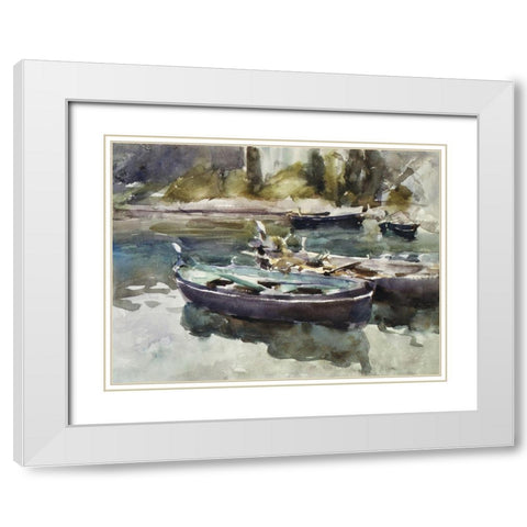 Small Boats White Modern Wood Framed Art Print with Double Matting by Sargent, John Singer