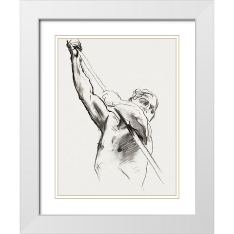 Male Torso with Pole White Modern Wood Framed Art Print with Double Matting by Sargent, John Singer