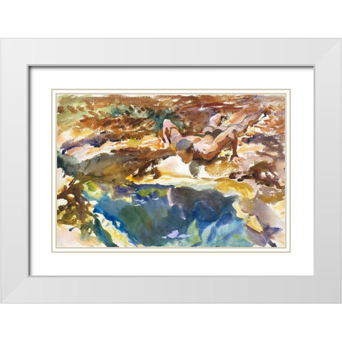 Man and Pool-FloridaÂ  White Modern Wood Framed Art Print with Double Matting by Sargent, John Singer