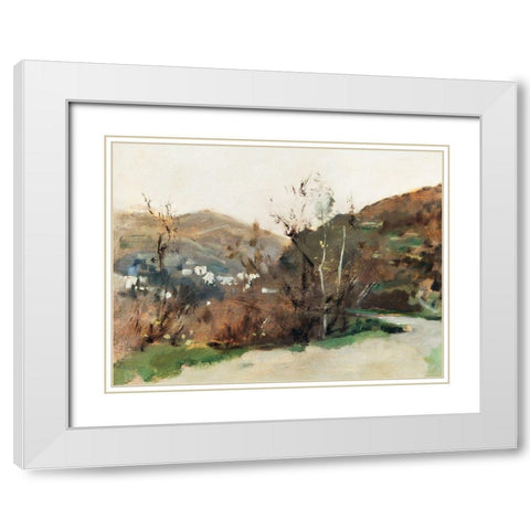 Spanish Landscape White Modern Wood Framed Art Print with Double Matting by Sargent, John Singer
