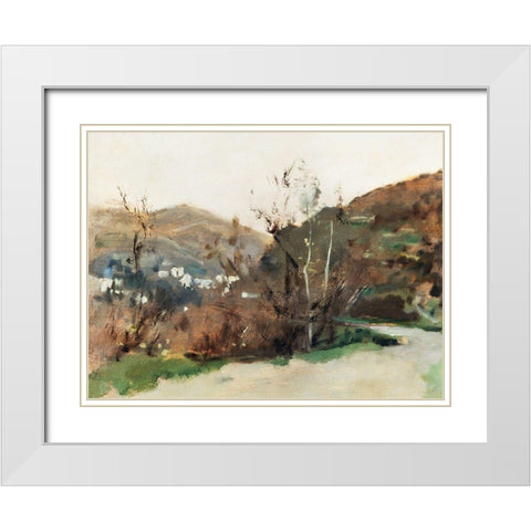 Spanish Landscape White Modern Wood Framed Art Print with Double Matting by Sargent, John Singer