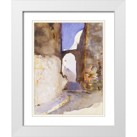Street-Tangier White Modern Wood Framed Art Print with Double Matting by Sargent, John Singer