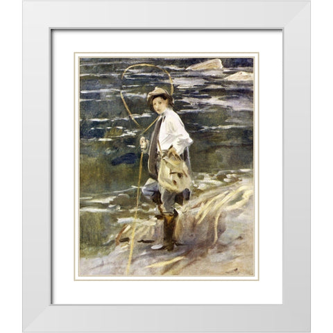 Angling in British Art Through Five Centuries White Modern Wood Framed Art Print with Double Matting by Sargent, John Singer