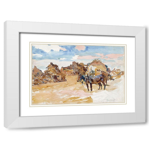 Mules and Ruins September White Modern Wood Framed Art Print with Double Matting by Sargent, John Singer