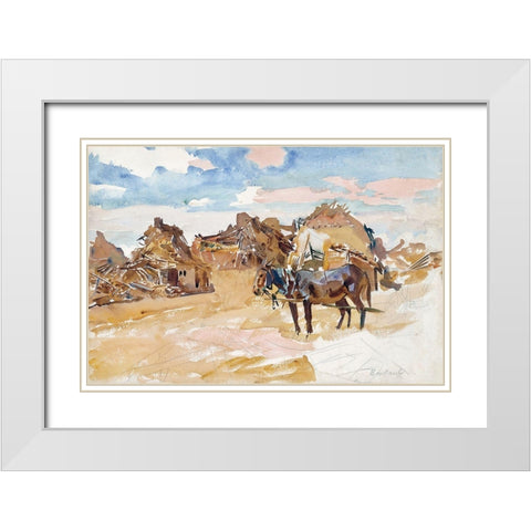 Mules and Ruins September White Modern Wood Framed Art Print with Double Matting by Sargent, John Singer