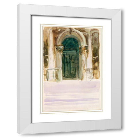 Green Door-Santa Maria della Salute White Modern Wood Framed Art Print with Double Matting by Sargent, John Singer