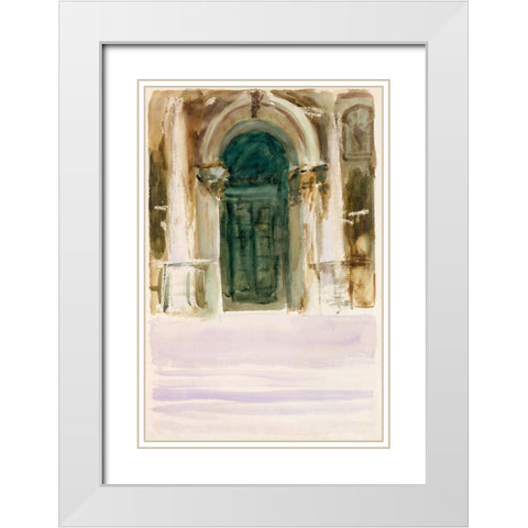 Green Door-Santa Maria della Salute White Modern Wood Framed Art Print with Double Matting by Sargent, John Singer