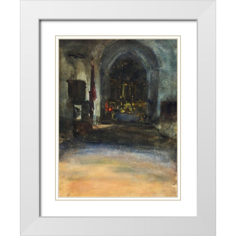 Spanish Church Interior White Modern Wood Framed Art Print with Double Matting by Sargent, John Singer