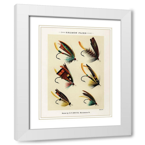 Salmon Fishing Flies II from Favorite Flies and Their Histories White Modern Wood Framed Art Print with Double Matting by Marbury, Mary Orvis