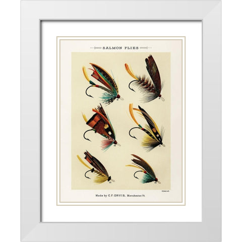 Salmon Fishing Flies II from Favorite Flies and Their Histories White Modern Wood Framed Art Print with Double Matting by Marbury, Mary Orvis