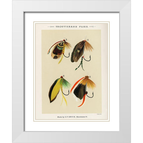 Trout And Bass Fishing Flies from Favorite Flies and Their Histories White Modern Wood Framed Art Print with Double Matting by Marbury, Mary Orvis
