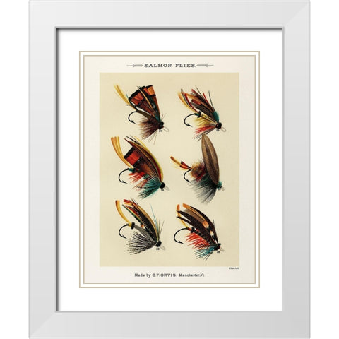 Salmon Fishing Flies III from Favorite Flies and Their Histories White Modern Wood Framed Art Print with Double Matting by Marbury, Mary Orvis