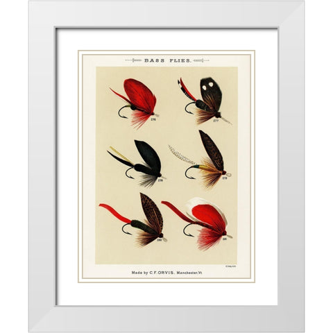 Bass Fishing Flies V from Favorite Flies and Their Histories White Modern Wood Framed Art Print with Double Matting by Marbury, Mary Orvis