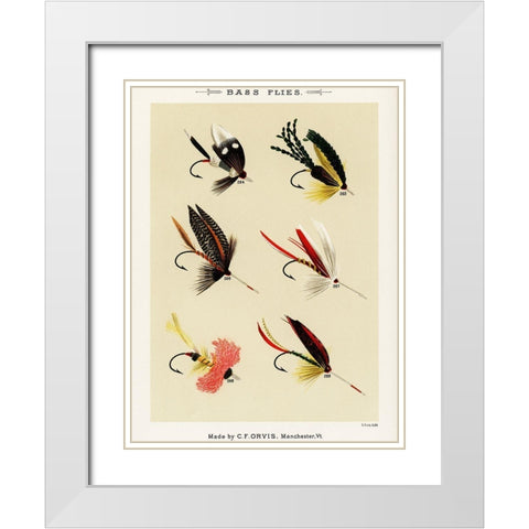 Bass Fishing Flies VIII from Favorite Flies and Their Histories White Modern Wood Framed Art Print with Double Matting by Marbury, Mary Orvis