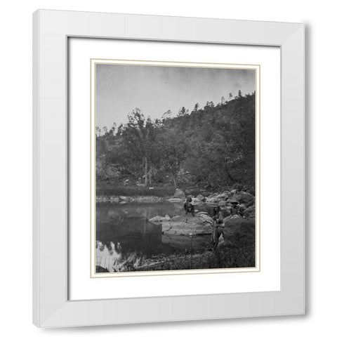 Apache Lake-Sierra Blanca Range-Arizona with Two Apache scouts White Modern Wood Framed Art Print with Double Matting by OSullivan, Timothy H