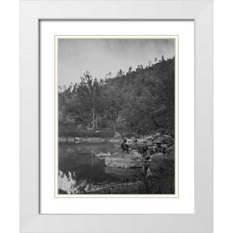 Apache Lake-Sierra Blanca Range-Arizona with Two Apache scouts White Modern Wood Framed Art Print with Double Matting by OSullivan, Timothy H