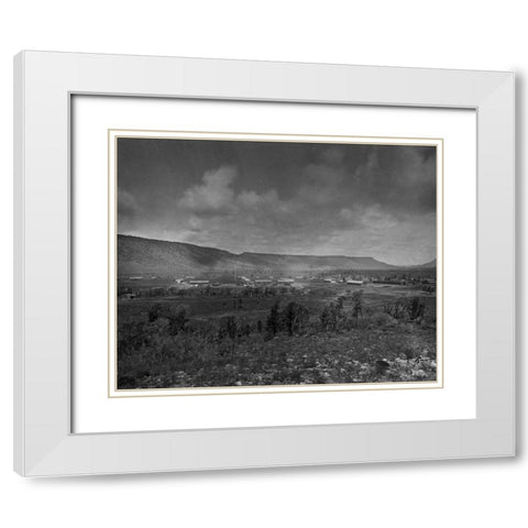 Distant view of Camp Apache-Arizona White Modern Wood Framed Art Print with Double Matting by OSullivan, Timothy H