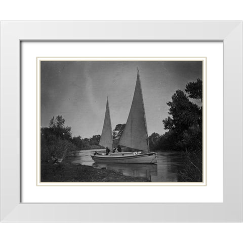 Expedition boat-Truckee River-California White Modern Wood Framed Art Print with Double Matting by OSullivan, Timothy H
